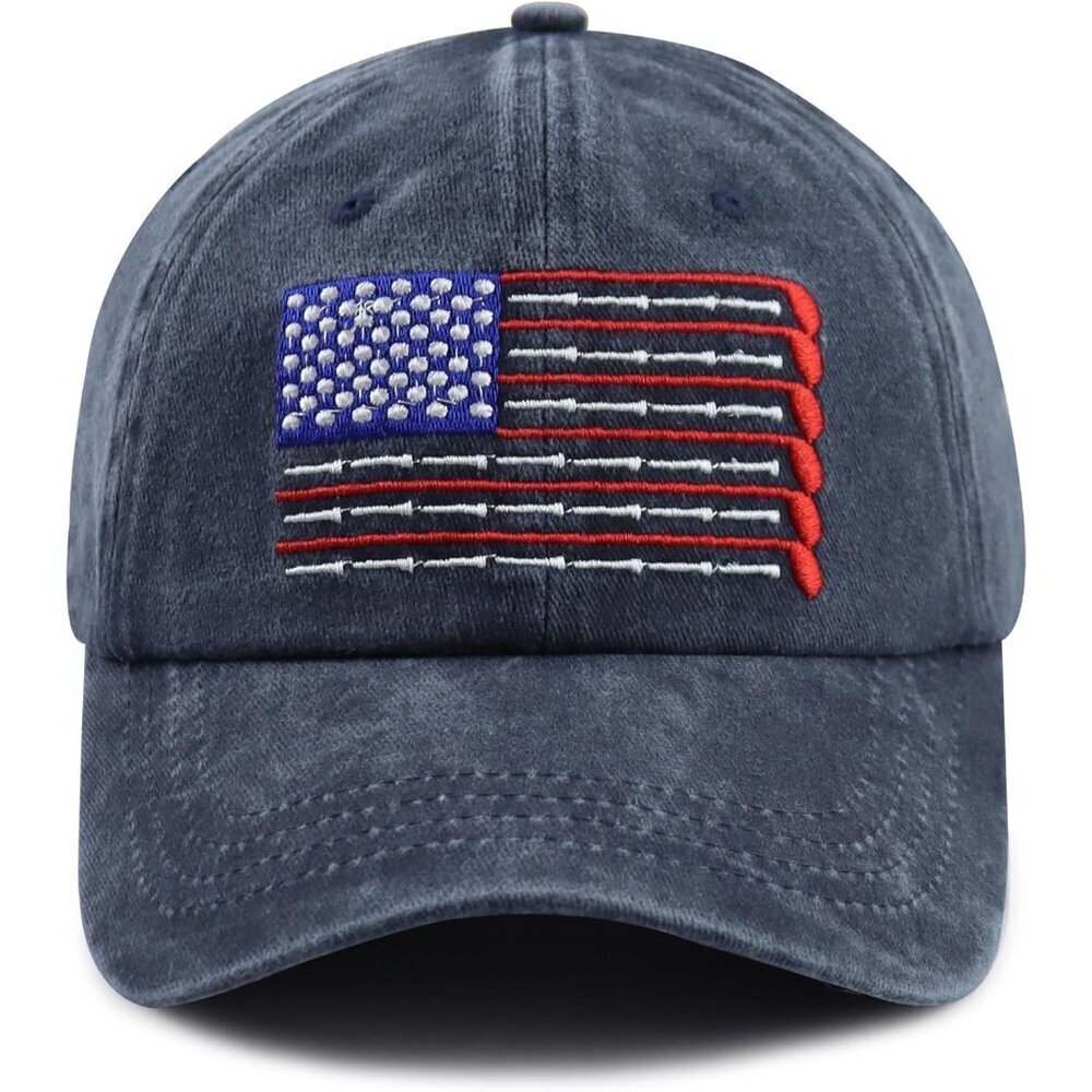 American Flag Golf Cap Cotton Adjustable Baseball Hat for Men Women